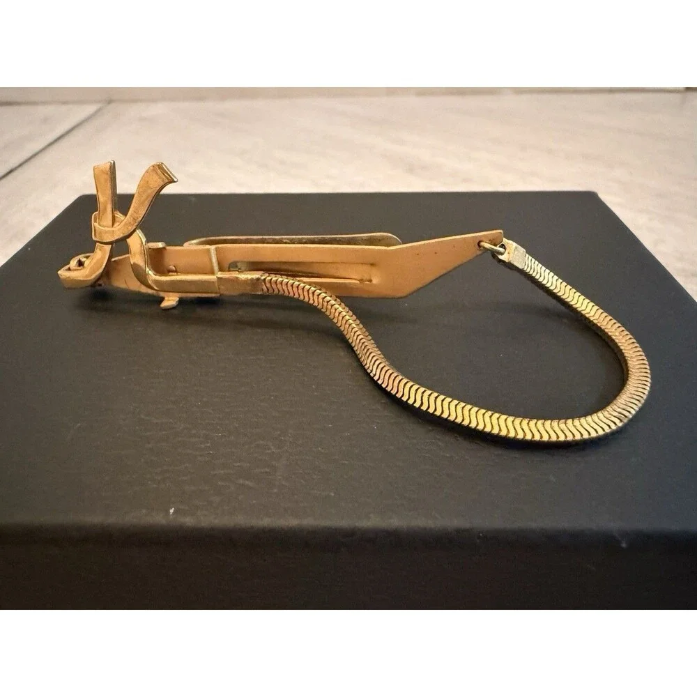 K Monogram Initials Letter  Snake Chain Vintage FOLDING ANSON Tie Bar Clip MCM